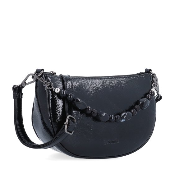 Štýlová crossbody kabelka s odnímateľnou ozdobnou retiazkou Le Sands materiál syntetická koža zapínanie na zips farba čierna veľkosť malá 4639 C