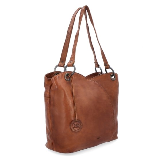 Veľká kožená shopper kabelka vo vintage štýle Noelia Bolger materiál kože zapínanie na zips farba koňaková veľkosť veľká NB 2011 KO