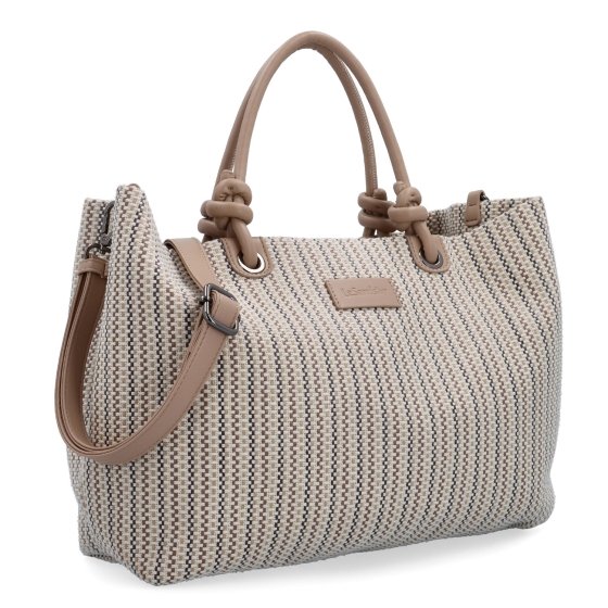 Priestranná shopper kabelka s originálnymi uchami Le Sands materiál syntetická koža zapínanie na zips farba béžová veľkosť veľká 4613 BE