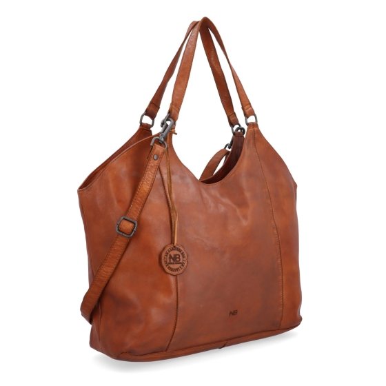 Veľká kožená kabelka s uchami a crossbody popruhom Noelia Bolger materiál kože zapínanie na zips farba koňaková veľkosť veľká NB 2429 KO