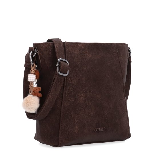 Praktická crossbody kabelka s odnímateľným príveskom Carmelo materiál syntetická koža zapínanie na zips farba hnedá veľkosť malá 4662 H