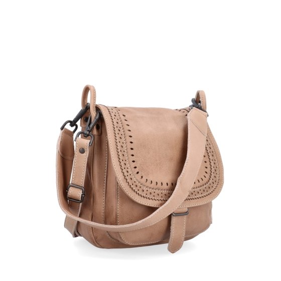 Kožená crossbody kabelka so zdobenou chlopňou Noelia Bolger materiál kože zapínanie s chlopňou farba béžová veľkosť stredná NB 2030 BE