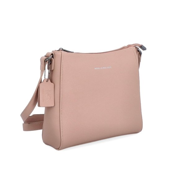 Kožená crossbody kabelka Noelia Bolger materiál kože zapínanie na zips farba nude veľkosť malá NB 0074 N