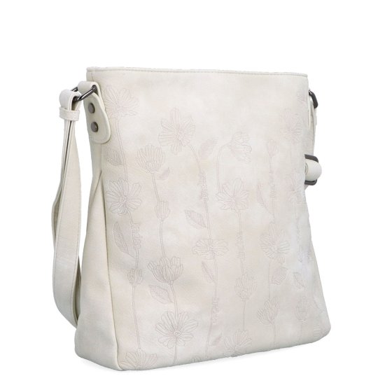 Priestranná crossbody kabelka s motívom Indee materiál syntetická koža zapínanie na zips farba béžová veľkosť stredná 6327 K