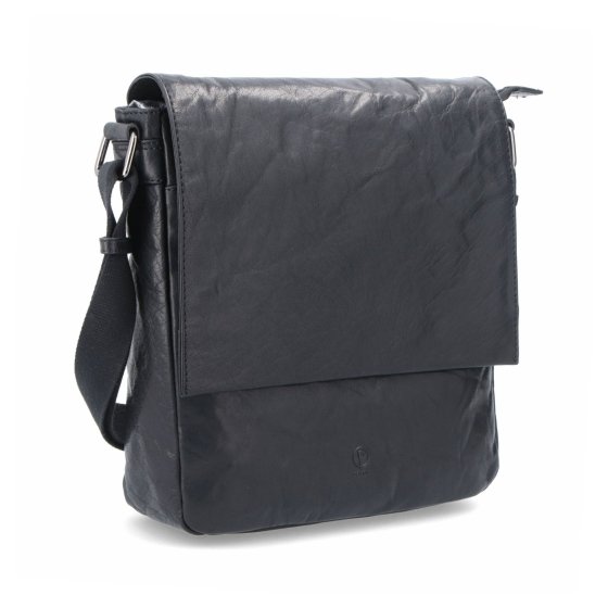 Kožená crossbody s chlopňou Poyem materiál kože zapínanie s chlopňou farba čierna veľkosť stredná 2207 Poyem C