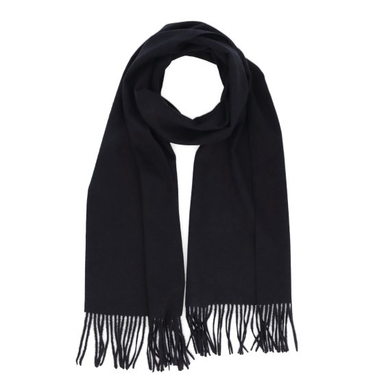 Elegantný jednofarebný šál so strapcami Noelia Bolger materiál Polyester s prímesou vlny farba čierna KZ003 - 01