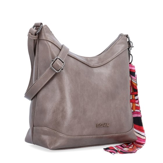 Mäkká hobo kabelka s ozdobnou šatkou Le Sands materiál syntetická koža zapínanie na zips farba taupe veľkosť stredná 7725 T