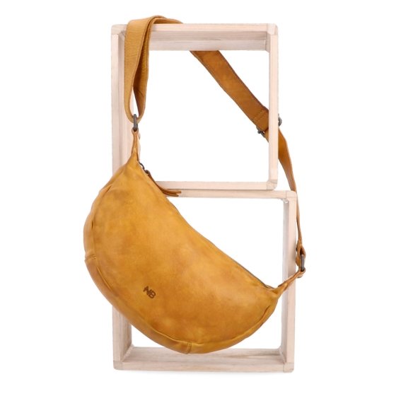 Malá kožená moonbag kabelka Noelia Bolger materiál kože zapínanie na zips farba žltá veľkosť malá NB 2411 ZLU