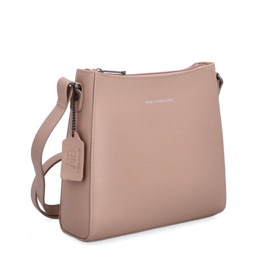 Kožená kabelka crossbody Noelia Bolger Noelia Bolger materiál kože zapínanie na zips farba nude veľkosť malá NB 0097 N