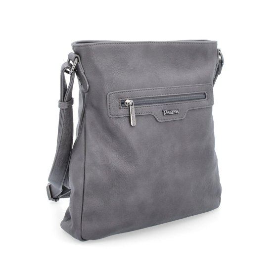 Crossbody kabelka s vonkajšími vreckami Tangerin materiál syntetická koža zapínanie na zips farba sivá veľkosť stredná 8008 TS