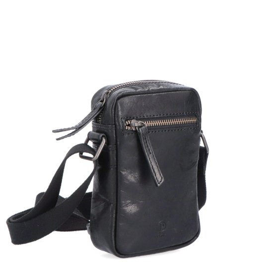 Malá kožená crossbody Poyem materiál kože zapínanie na zips farba čierna veľkosť malá 2220 Poyem C