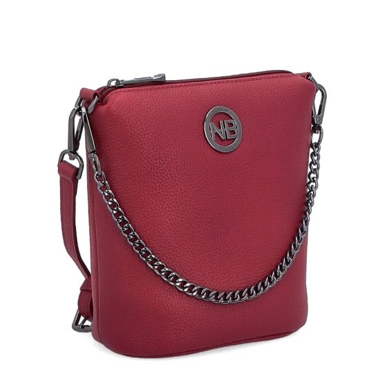 Malá kožená crossbody kabelka s výraznou retiazkou Noelia Bolger materiál kože zapínanie na zips farba červená veľkosť malá NB 3016 CV