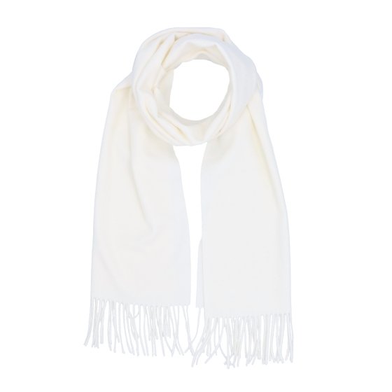 Elegantný jednofarebný šál so strapcami Noelia Bolger materiál Polyester s prímesou vlny farba biela KZ003 - 02