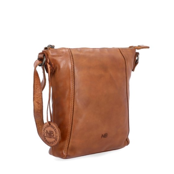 Malá kožená crossbody s prešívaním Noelia Bolger materiál kože zapínanie na zips farba koňaková veľkosť malá NB 2086 KO