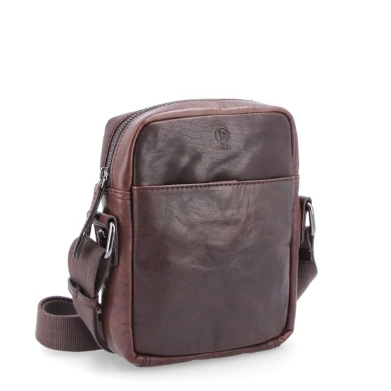 Malá kožená crossbody Poyem materiál kože zapínanie na zips farba hnedá veľkosť malá 2213 Poyem H