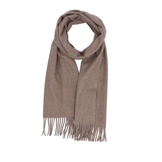 Elegantný jednofarebný šál so strapcami Noelia Bolger materiál Polyester s prímesou vlny farba taupe KZ003 - 04