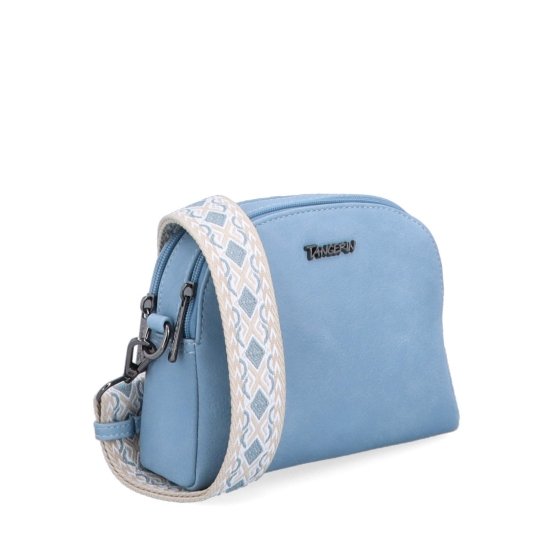 Malá crossbody kabelka s výrazným popruhom Tangerin materiál syntetická koža zapínanie na zips farba modrá veľkosť malá 8044 SM