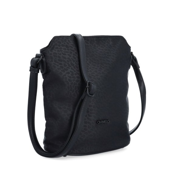Praktická crossbody kabelka s extra vreckom Carmelo materiál nylon zapínanie na zips farba čierna veľkosť malá 6607 C LE