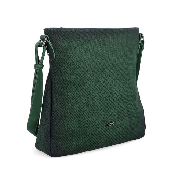 Stredná jednoduchá crossbody kabelka Indee materiál syntetická koža zapínanie na zips farba zelená veľkosť stredná 6317 TZE
