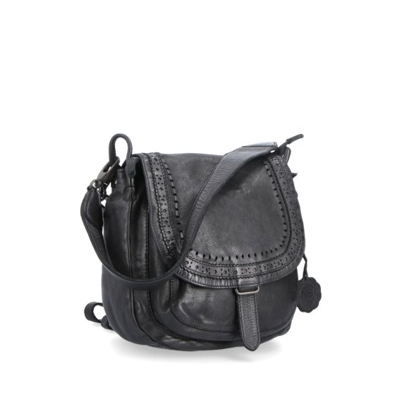 Kožená crossbody kabelka so zdobenou chlopňou Noelia Bolger materiál kože zapínanie s chlopňou farba čierna veľkosť stredná NB 2030 C