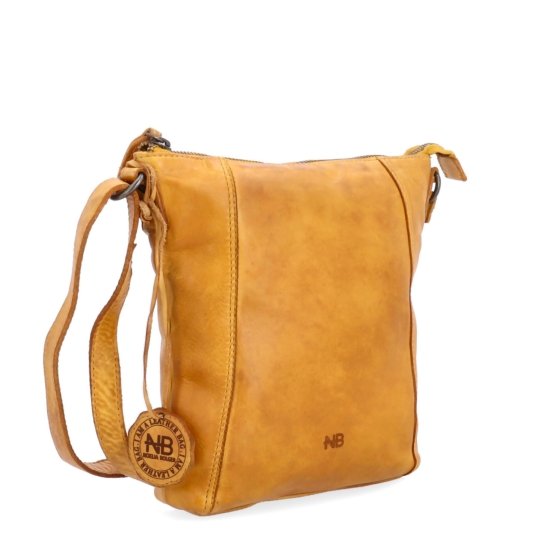 Malá kožená crossbody s prešívaním Noelia Bolger materiál kože zapínanie na zips farba žltá veľkosť malá NB 2086 ZLU