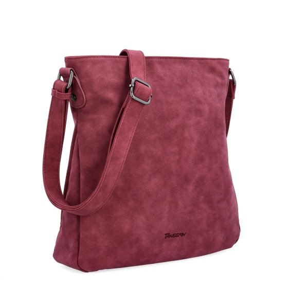 Štýlová crossbody kabelka s čistým dizajnom Tangerin materiál syntetická koža zapínanie na zips farba vínová veľkosť stredná 1101 BO