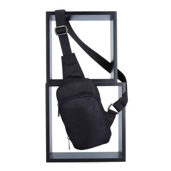 Praktická crossbody taška na mobilný telefón a peňaženku Carmelo materiál nylon zapínanie na zips farba čierna veľkosť malá 6600 C