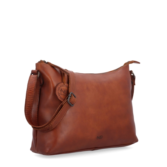 Dámska kožená crossbody kabelka Noelia Bolger materiál kože zapínanie na zips farba koňaková veľkosť stredná NB 2430 KO