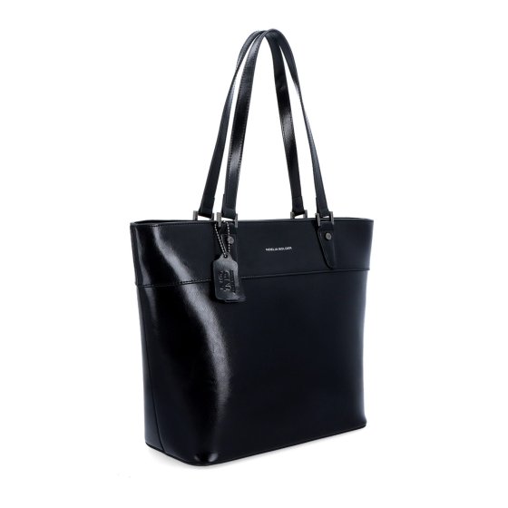 Kožená shopper kabelka Noelia Bolger materiál kože farba čierna veľkosť veľká NB 0076 C