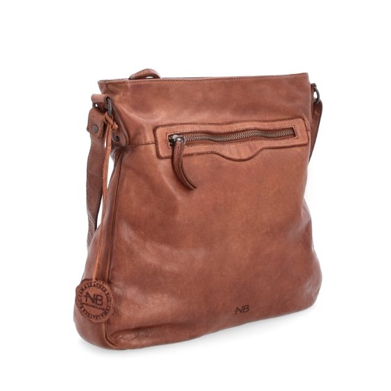 Kožená crossbody s predným vreckom na zips Noelia Bolger materiál kože zapínanie na zips farba koňaková veľkosť stredná NB 2103 KO