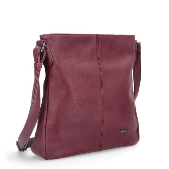 Crossbody kabelka s jednoduchým prešívaním Tangerin materiál syntetická koža zapínanie na zips farba vínová veľkosť stredná 8003 BO
