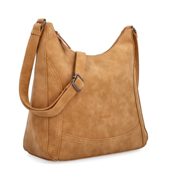 Crossbody syntetická kabelka s prešívaním Tangerin materiál syntetická koža zapínanie na zips farba koňaková veľkosť stredná 1104 CAM