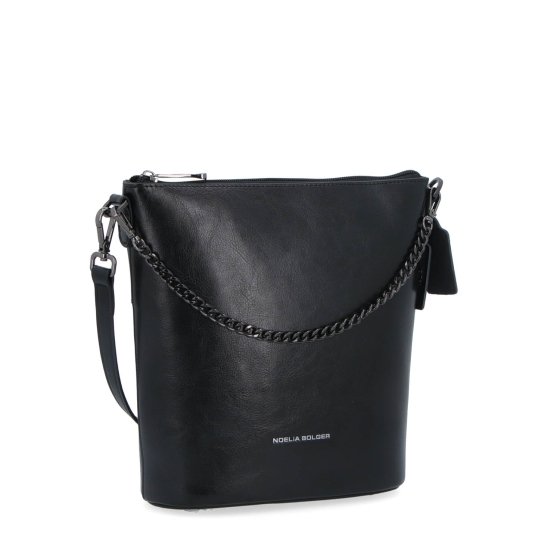 Elegantná kožená crossbody s retiazkou Noelia Bolger materiál kože zapínanie na zips farba čierna veľkosť malá NB 0048 C