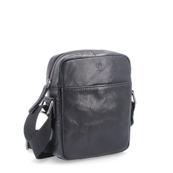 Malá kožená crossbody Poyem materiál kože zapínanie na zips farba čierna veľkosť malá 2213 Poyem C