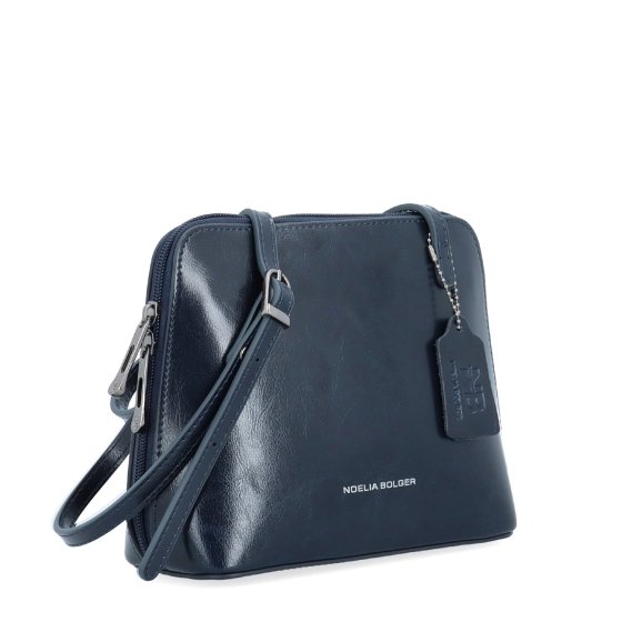 Kožená crossbody kabelka s premysleným členením Noelia Bolger materiál kože zapínanie na zips farba modrá veľkosť malá NB 0115 TM