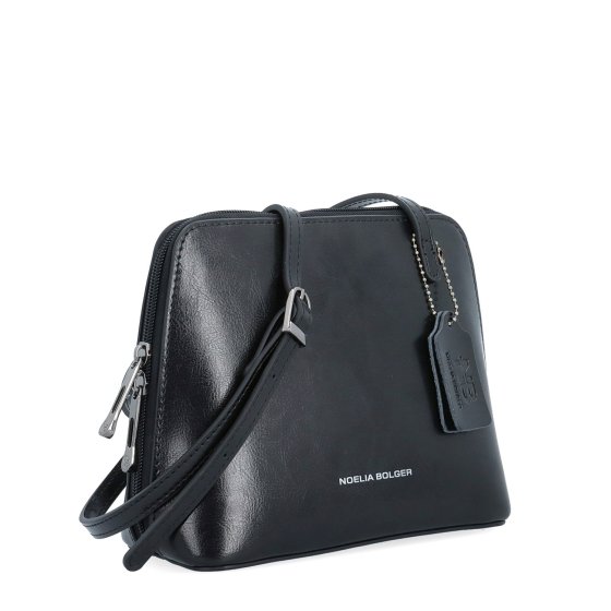 Kožená crossbody kabelka s premysleným členením Noelia Bolger materiál kože zapínanie na zips farba čierna veľkosť malá NB 0115 C