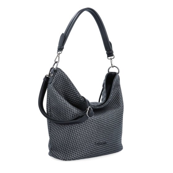 Ležérna kabelka typu hobo s odnímateľnými popruhmi Le Sands materiál syntetická koža zapínanie na zips farba čierna veľkosť stredná 4621 C