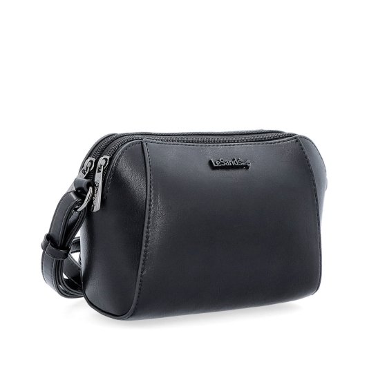 Menšia crossbody kabelka s dvoma vreckami Le Sands materiál syntetická koža zapínanie na zips farba čierna veľkosť malá 7716 C