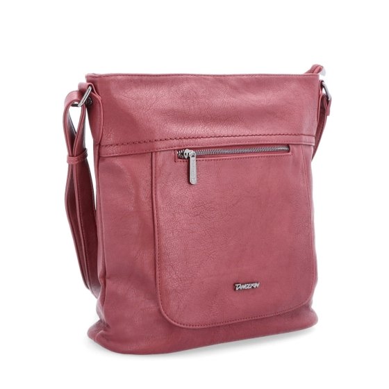 Crossbody kabelka s predným a zadným vreckom Tangerin materiál syntetická koža zapínanie na zips farba vínová veľkosť stredná 8036 BO