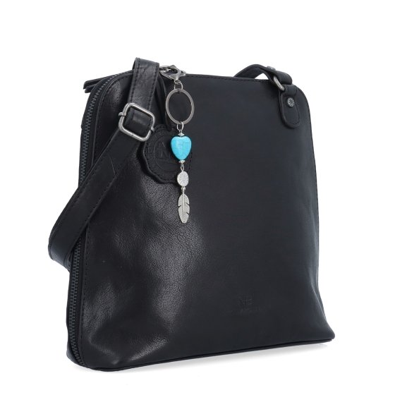Elegantná kožená crossbody kabelka s príveskom Noelia Bolger materiál kože zapínanie na zips farba čierna veľkosť malá NB 3107 C