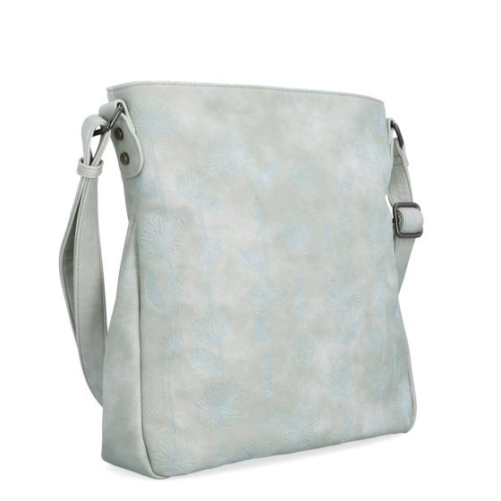 Priestranná crossbody kabelka s motívom Indee materiál syntetická koža zapínanie na zips farba sivá veľkosť stredná 6327 S