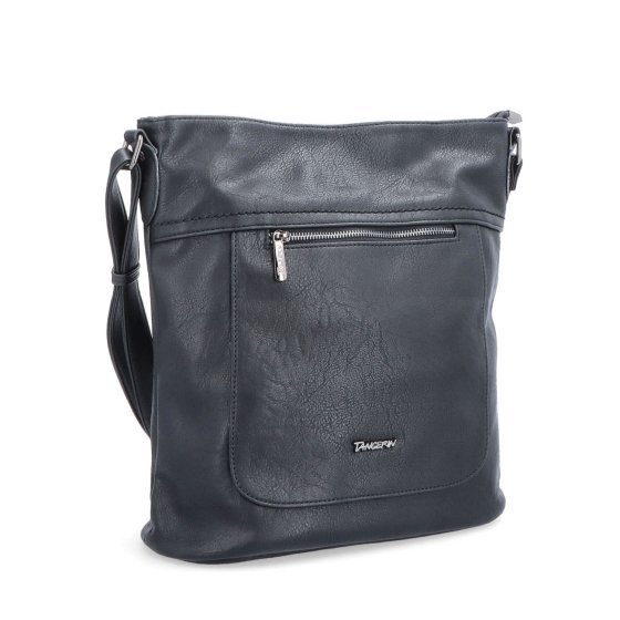 Crossbody kabelka s predným a zadným vreckom Tangerin materiál syntetická koža zapínanie na zips farba čierna veľkosť stredná 8036 C