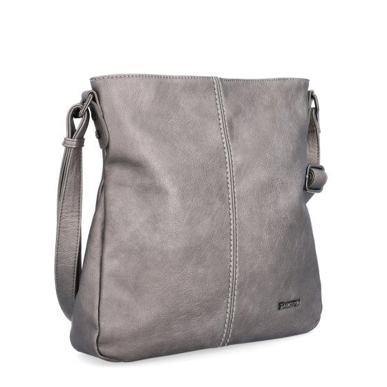 Crossbody kabelka s jednoduchým prešívaním Tangerin materiál syntetická koža zapínanie na zips farba metalíza veľkosť stredná 8003 TI