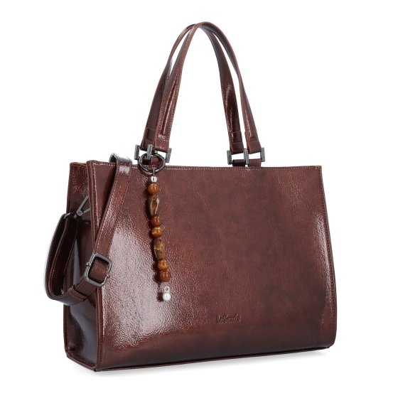 Kabelka do ruky s odnímateľným crossbody popruhom a príveskom Le Sands Le Sands materiál syntetická koža zapínanie na zips farba hnedá veľkosť stredná 4638 H