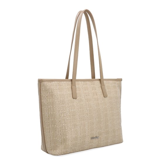 Ľahká shopper kabelka v slamenom štýle Le Sands materiál syntetická koža zapínanie na zips farba béžová veľkosť veľká 4617 BE