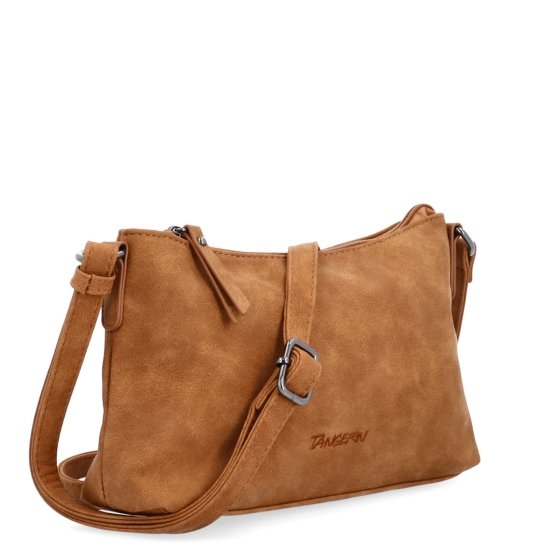 Malá elegantná crossbody kabelka Tangerin materiál syntetická koža zapínanie na zips farba koňaková veľkosť malá 1109 KO
