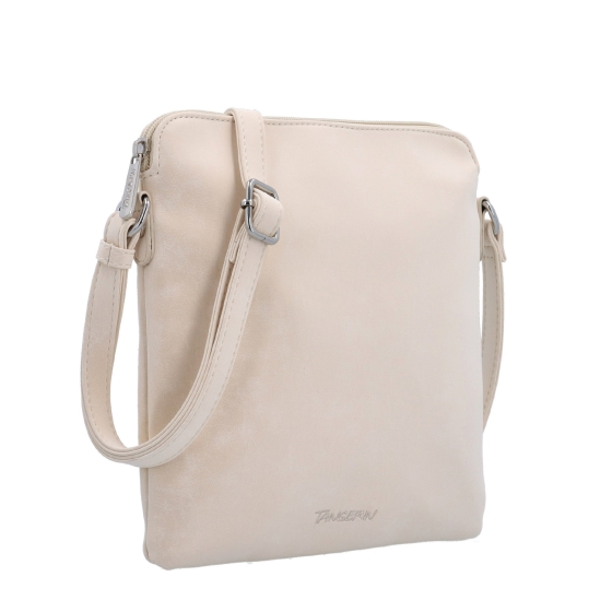 Menšia crossbody kabelka z hebkého materiálu Tangerin materiál syntetická koža zapínanie na zips farba béžová veľkosť malá 7017 BE