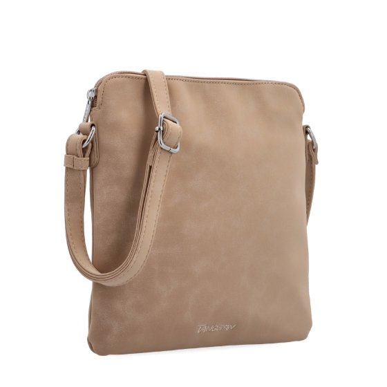 Menšia crossbody kabelka z hebkého materiálu Tangerin materiál syntetická koža zapínanie na zips farba béžová veľkosť malá 7017 SAN