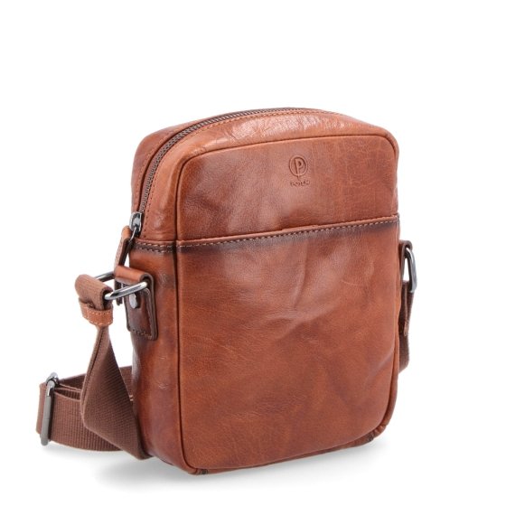 Malá kožená crossbody Poyem materiál kože zapínanie na zips farba koňaková veľkosť malá 2213 Poyem KO