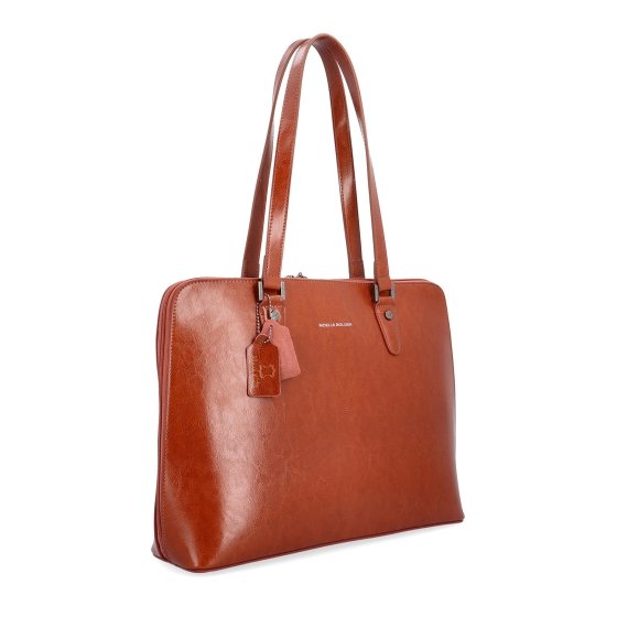 Elegantná kožená kabelka Noelia Bolger materiál kože zapínanie na zips farba koňaková veľkosť veľká NB 0057 KO